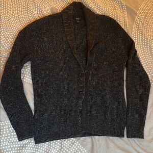 1901 marled black cotton/poly blend shawl collar cardigan